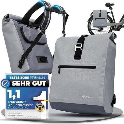 Radgeist Fietstas - 2-in-1 Bagagedragertas&Rugzak - Waterdicht - 20 liter