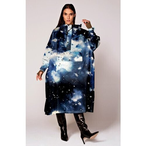 Rainkiss dames vegan Regen Poncho Sterrennacht Zwart & Blauw Tweedehands
