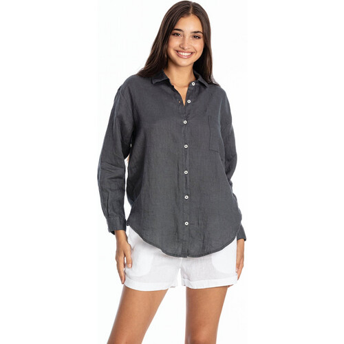 RAVENS VIEW IBIZA dames vegan Overhemd Monet Lava Blauw Tweedehands