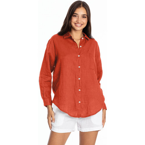 RAVENS VIEW IBIZA dames vegan Overhemd Monet Terracotta Oranje Tweedehands