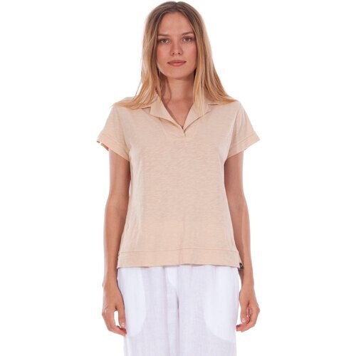 RAVENS VIEW IBIZA dames vegan Polo T-Shirt Alexa Zandbeige Tweedehands