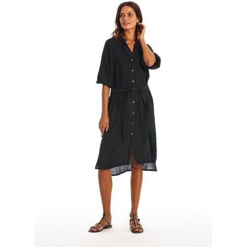 RAVENS VIEW IBIZA dames vegan Shirt Jurk Mei Zwart Tweedehands