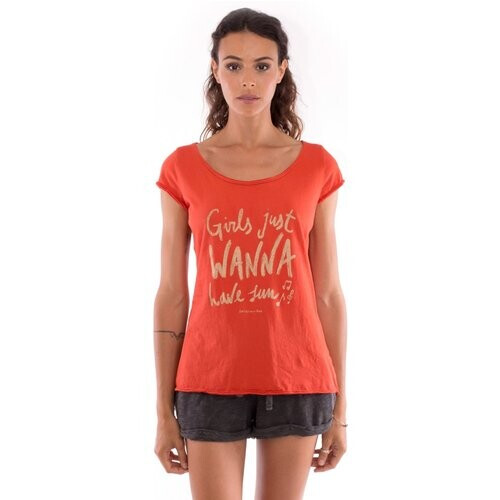 RAVENS VIEW IBIZA dames vegan T-Shirt Girls Just Wanna... Terracotta Oranje Tweedehands