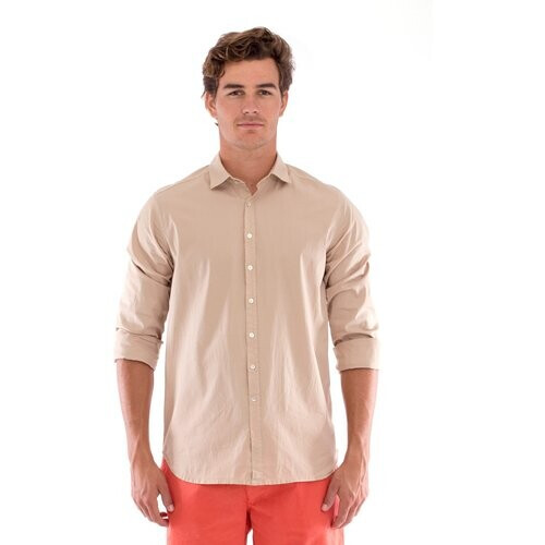 RAVENS VIEW IBIZA mannen vegan Overhemd Phoenix Zandbeige Tweedehands