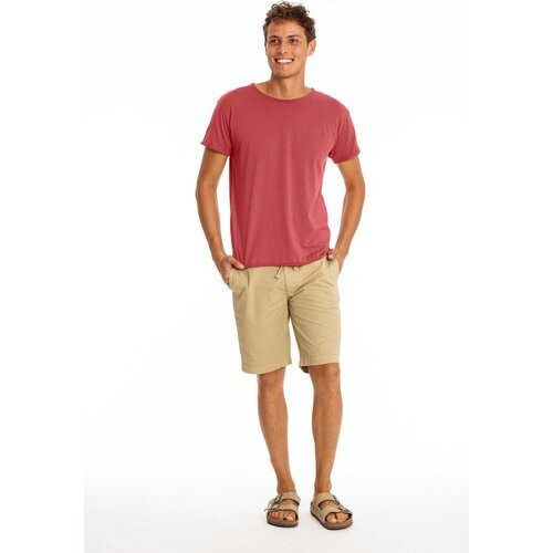 RAVENS VIEW IBIZA mannen vegan T-Shirt Het Ronde Wilde Rood Van De Aarde Van De Hals Tweedehands