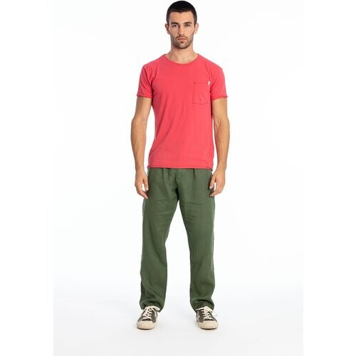 RAVENS VIEW IBIZA mannen vegan T-Shirt Ronde Wild Neck Pocket Electric Red Tweedehands