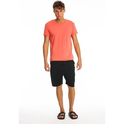 RAVENS VIEW IBIZA mannen vegan T-Shirt Ronde Wilde Nek Koraalroze Tweedehands