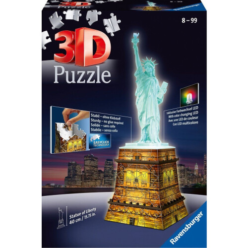Ravensburger Statue of Liberty Night Edition - 3D puzzel - LED verlichting - 108 stukjes Tweedehands