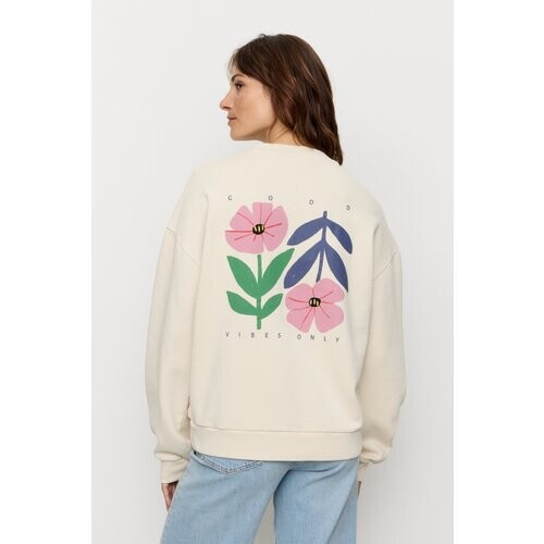 Recolution dames vegan Sweater Nerine Good Vibes Arctic White Tweedehands