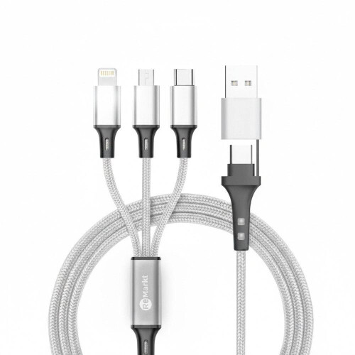 Refurbished 3-in-1 Oplaadkabel - USB-C, Micro-USB & Lightning