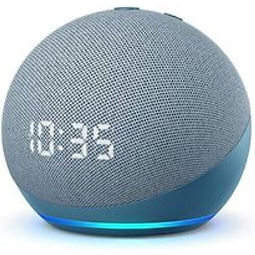 Refurbished Amazon Echo Dot [4. Generatie, met klok] blauw grijs