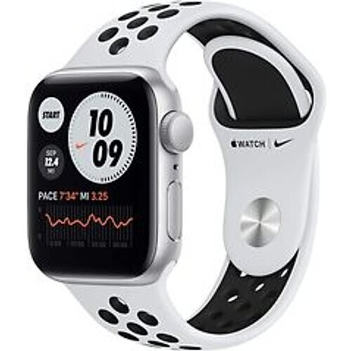 Refurbished Apple Watch Nike SE 40 mm kast van zilver aluminium met zilver/zwart sportbandje van Nike [wifi]