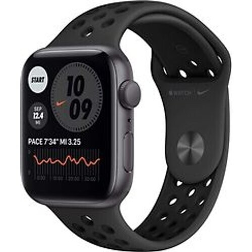 Refurbished Apple Watch Nike SE 44 mm kast van spacegrijs aluminium met grijs/zwart sportbandje van Nike [wifi] Tweedehands