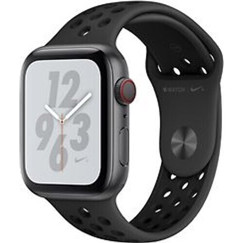 Refurbished Apple Watch Nike+ Series 4 44 mm aluminium spacegrijs met Nike sportarmband [wifi + cellular] grijszwart Tweedehands