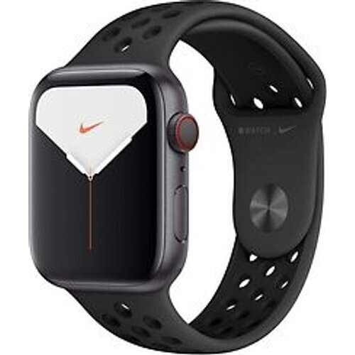 Refurbished Apple Watch Nike Series 5 44 mm aluminium kast space grey op sportbandje van Nike antraciet/zwart [wifi + cellular] Tweedehands