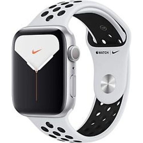 Refurbished Apple Watch Nike Series 5 44 mm aluminium kast zilver op sportbandje van Nike pure platinum/zwart [wifi] Tweedehands