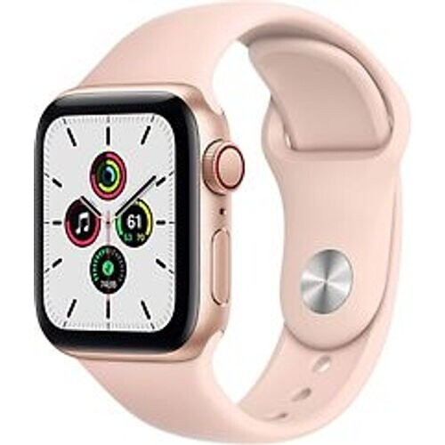 Refurbished Apple Watch SE 40 mm kast van goud aluminium met roze sportbandje [wifi + cellular] Tweedehands