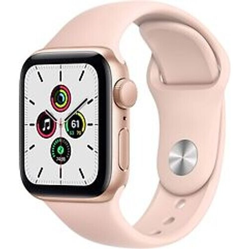 Refurbished Apple Watch SE 40 mm kast van goud aluminium met roze sportbandje [wifi] Tweedehands