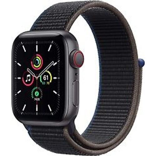 Refurbished Apple Watch SE 40 mm kast van spacegrijs aluminium met Sport Loop grijs [wifi + cellular] Tweedehands