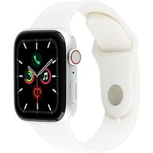 Refurbished Apple Watch SE 40 mm kast van zilver aluminium met wit sportbandje [wifi + cellular] Tweedehands