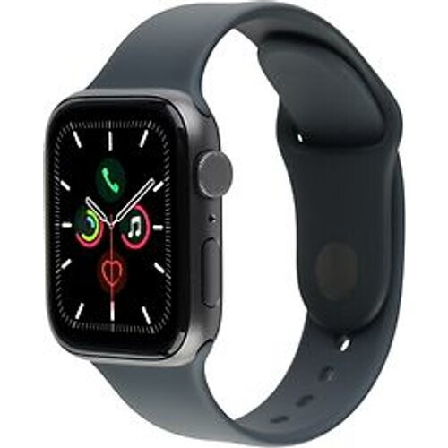 Refurbished Apple Watch SE 44 mm kast van spacegrijs aluminium met zwart sportbandje [wifi] Tweedehands