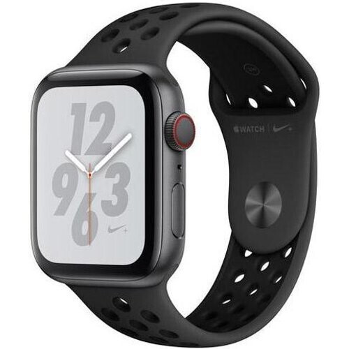 Refurbished Apple Watch Series 4 (2018) GPS + Cellular 44 mm - Aluminium Spacegrijs - Sportbandje van Nike Zwart Tweedehands