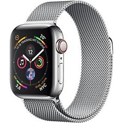 Refurbished Apple Watch Series 4 40 mm edelstaal zilver met milanese armband [wifi + cellular] zilver Tweedehands