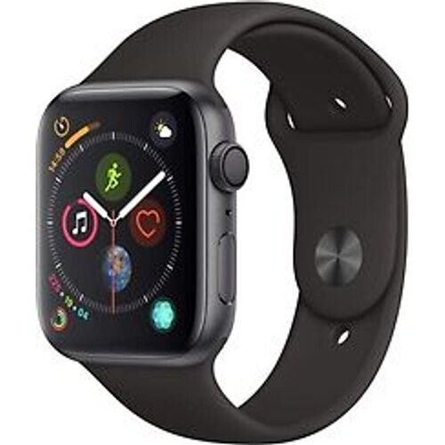 Refurbished Apple Watch Series 4 44 mm aluminium spacegrijs met sportarmband [wifi] zwart Tweedehands