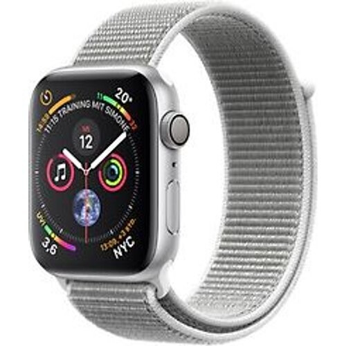 Refurbished Apple Watch Series 4 44 mm aluminium zilver met geweven sportbandje [wifi] grijs Tweedehands