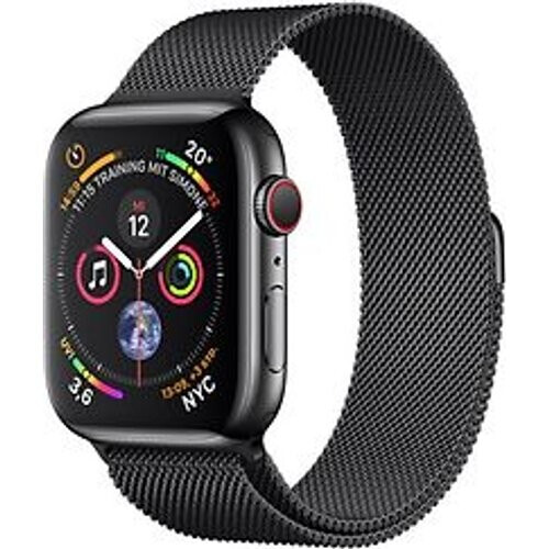 Refurbished Apple Watch Series 4 44 mm edelstaal space zwart met milanese armband [wifi + cellular] space zwart Tweedehands