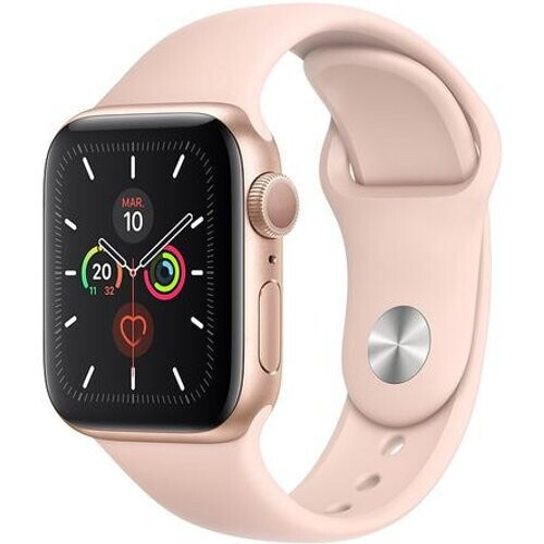 Refurbished Apple Watch Series 5 (2019) GPS 40 mm - Aluminium Goud - Sportbandje Roze Tweedehands