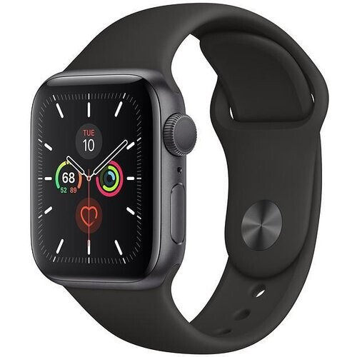 Refurbished Apple Watch (Series 5) 2019 GPS + Cellular 40 mm - Aluminium Spacegrijs - Sportbandje Zwart Tweedehands