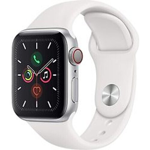Refurbished Apple Watch Series 5 40 mm aluminium kast zilver op sportbandje wit [wifi + cellular] Tweedehands