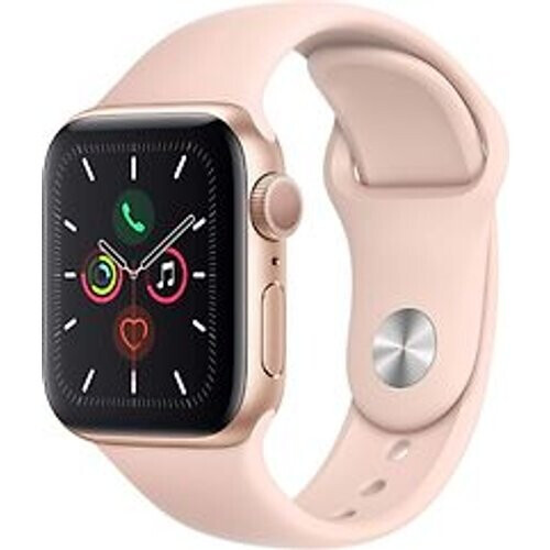 Refurbished Apple Watch Series 5 40 mm kast van goud aluminium met roze sportbandje [wifi] Tweedehands