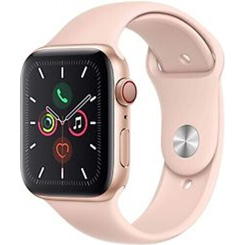 Refurbished Apple Watch Series 5 44 mm aluminium kast goud op sportbandje lichtroze [wifi + cellular] Tweedehands