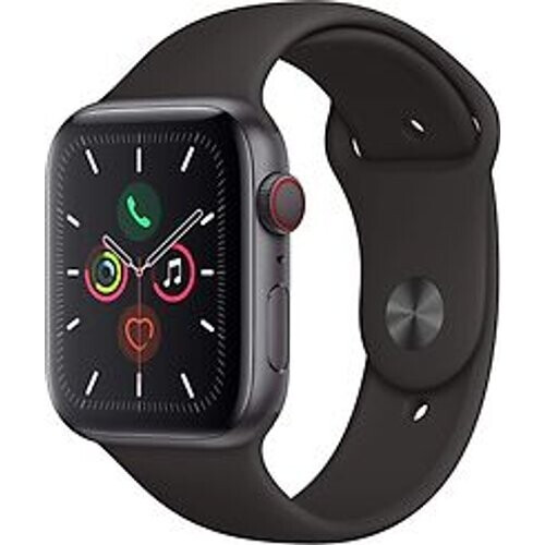 Refurbished Apple Watch Series 5 44 mm aluminium kast space grey op sportbandje zwart [wifi + cellular] Tweedehands