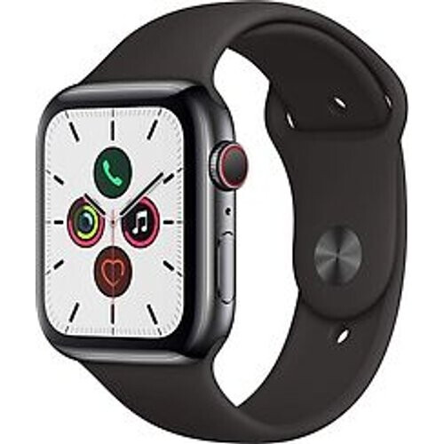 Refurbished Apple Watch Series 5 44 mm roestvrij stalen kast grafiet op sportbandje zwart [wifi + cellular] Tweedehands