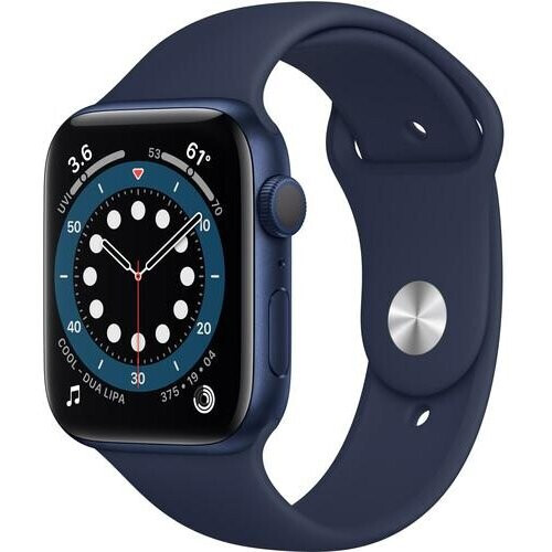 Refurbished Apple Watch Series 6 (2020) GPS 44 mm - Aluminium Blauw - Sportbandje Blauw Tweedehands