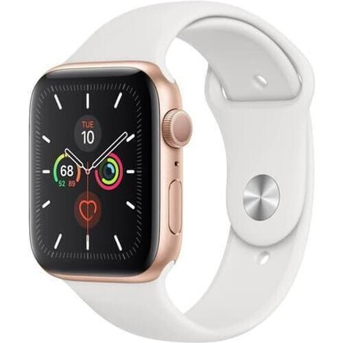 Refurbished Apple Watch Series 6 (2020) GPS 44 mm - Aluminium Goud - Sportbandje Wit Tweedehands