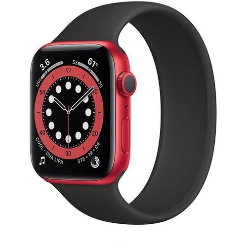 Refurbished Apple Watch Series 6 (2020) GPS 44 mm - Aluminium Rood - Sportbandje Zwart Tweedehands