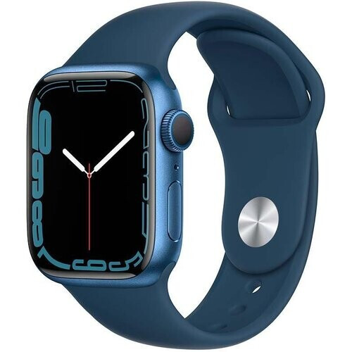 Refurbished Apple Watch Series 7 (2021) GPS 41 mm - Aluminium Blauw - Sportbandje Blauw Tweedehands