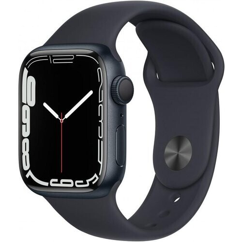 Refurbished Apple Watch Series 7 (2021) GPS 41 mm - Aluminium Midnight - Sportbandje Zwart Tweedehands