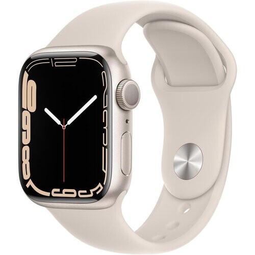 Refurbished Apple Watch Series 7 (2021) GPS 41 mm - Aluminium Sterrenlicht - Sportbandje Sterrenlicht Tweedehands