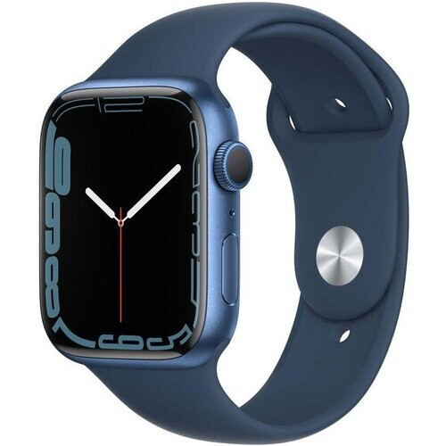 Refurbished Apple Watch Series 7 (2021) GPS 45 mm - Aluminium Blauw - Sportbandje Blauw Tweedehands