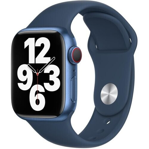 Refurbished Apple Watch Series 7 (2021) GPS + Cellular 41 mm - Aluminium Blauw - Sportbandje Blauw Tweedehands