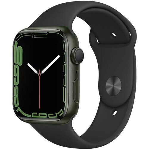 Refurbished Apple Watch Series 7 (2021) GPS + Cellular 45 mm - Aluminium Groen - Sportbandje Zwart Tweedehands