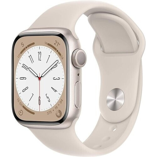 Refurbished Apple Watch Series 8 (2022) GPS 41 mm - Aluminium Sterrenlicht - Sportbandje Sterrenlicht Tweedehands