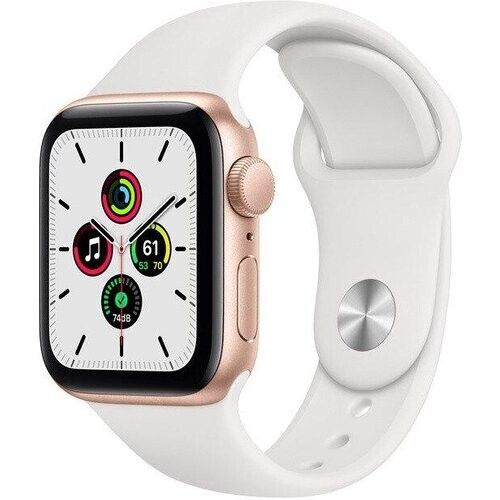 Refurbished Apple Watch Series SE 1 (2020) GPS 40 mm - Aluminium Goud - Sportbandje Wit Tweedehands