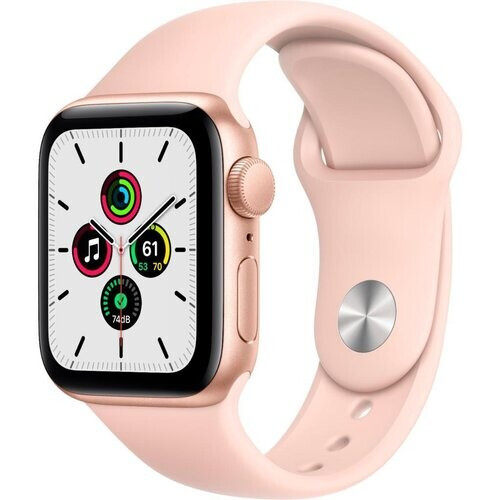 Refurbished Apple Watch Series SE 1 (2020) GPS 40 mm - Aluminium Goud - Sportbandje Roze Tweedehands