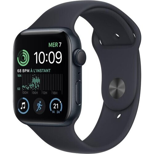 Refurbished Apple Watch (Series SE 1) 2020 GPS 40 mm - Aluminium Middernacht - Sportbandje Zwart Tweedehands